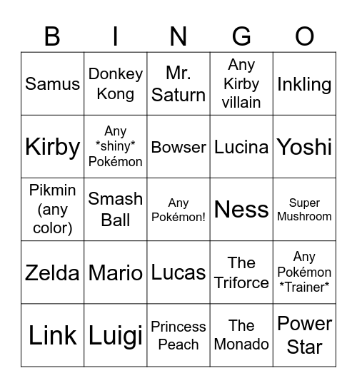 Nintendo wplace Bingo Card