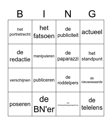 Bingo FLITS Les 1 en 5 Bingo Card