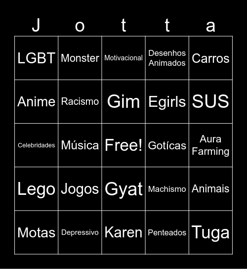 Bingo das Aventuras de João Pereira Bingo Card