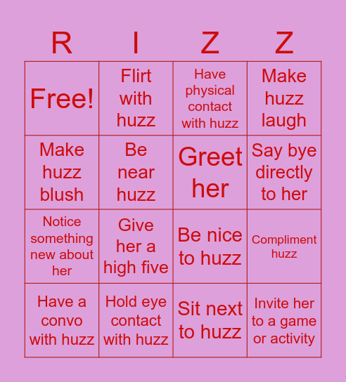 Rizz Bingo Card