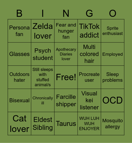 Kate Bingo Card