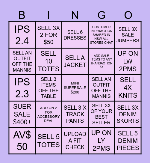 YOU + ALL BINGO Card