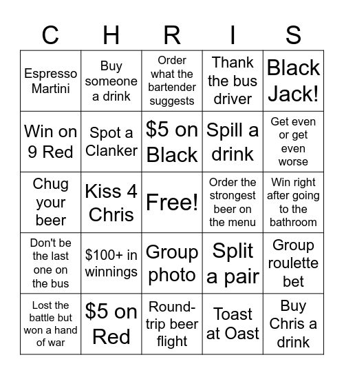 Chris' Bach Bingo Card