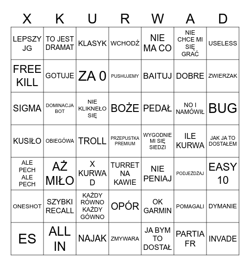 BINGO LIGA Bingo Card