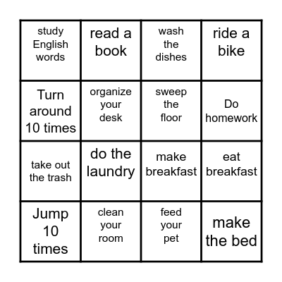 Did you __ today Bingo Card