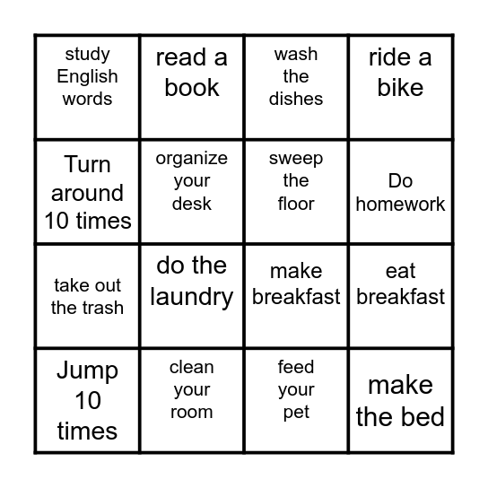 Did you __ today Bingo Card