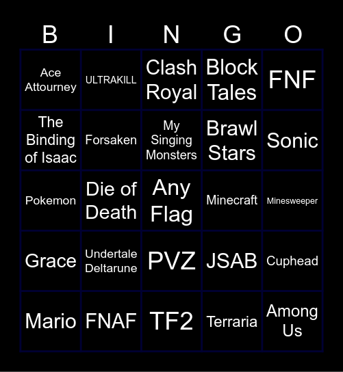 WPLACE FANDOM BINGO Card