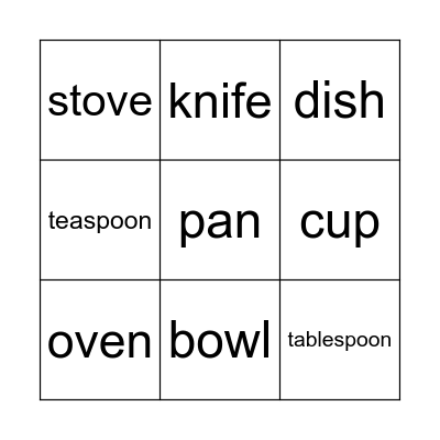 What Do You Need to Make Food? Bingo Card