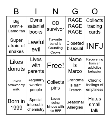 Marco's Bingo Card