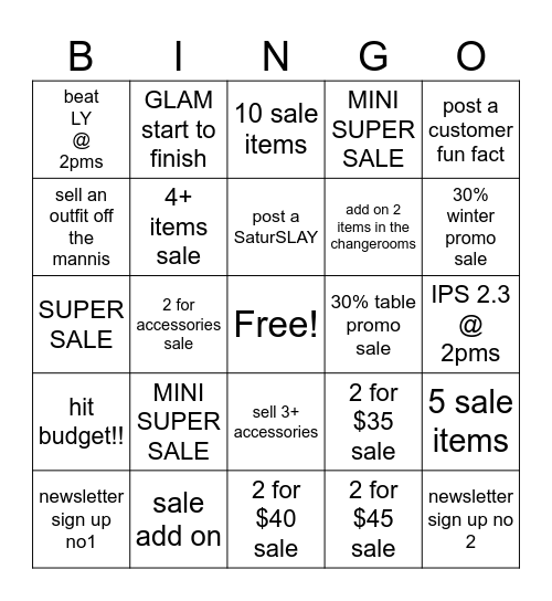 R2 WEEKEND BINGO Card
