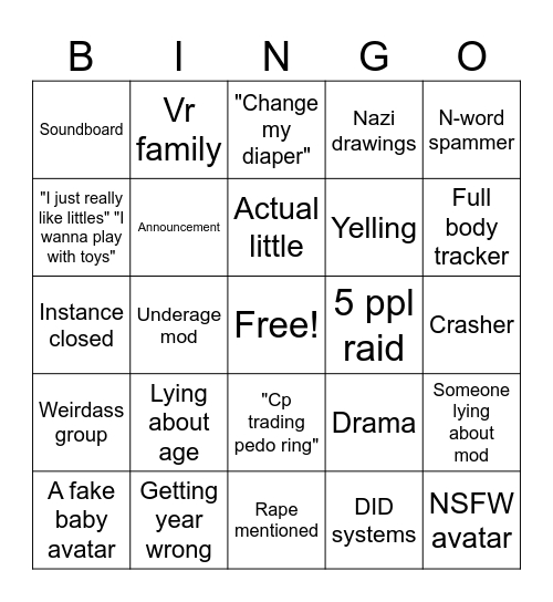 Bees Daycare Bingo Card