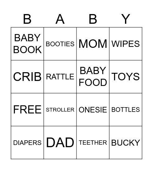BABY BINGO Card