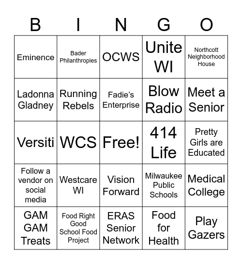 Harambee Health Fair 2025 Bingo Card