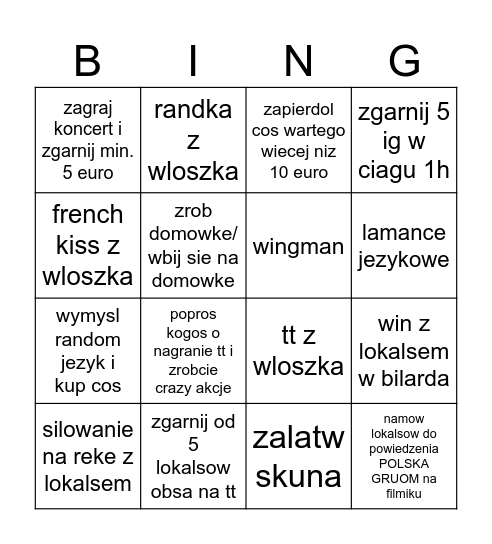 Bingo Italia Bingo Card