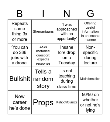 Stone Bingo Card