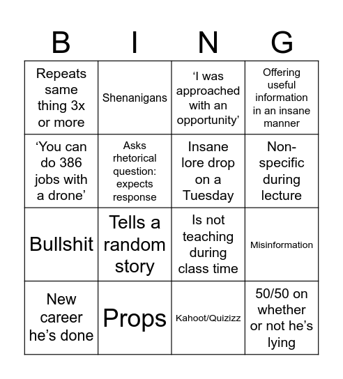 Stone Bingo Card