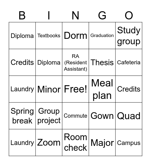 Tvisha Grad Party Bingo Card