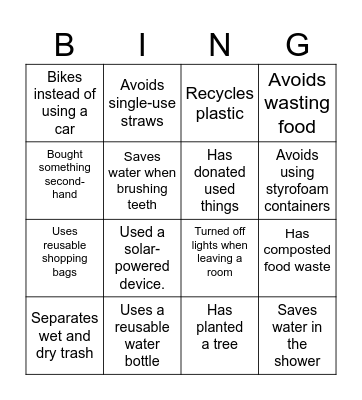 Green Bingo Card