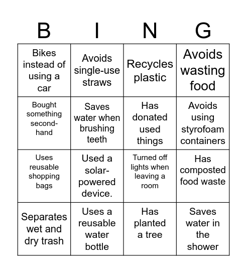 Green Bingo Card