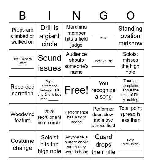 DCI Championship 2025 Bingo Card