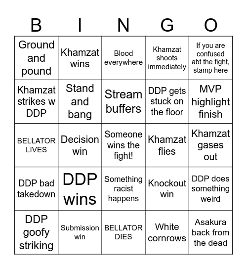 UFC319: The 1 True African Champion vs My Favorite Homophobe Bingo Card