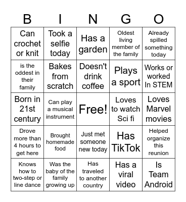 Find Someone Who Bingo Card
