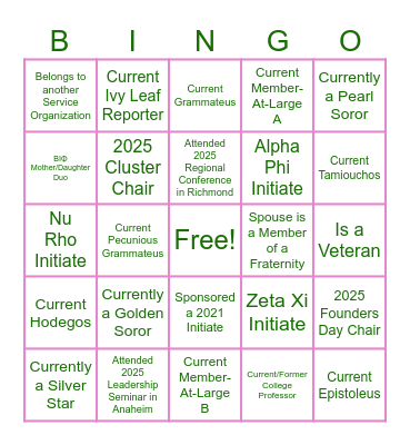 Rooted in Sisterhood Bingo Card