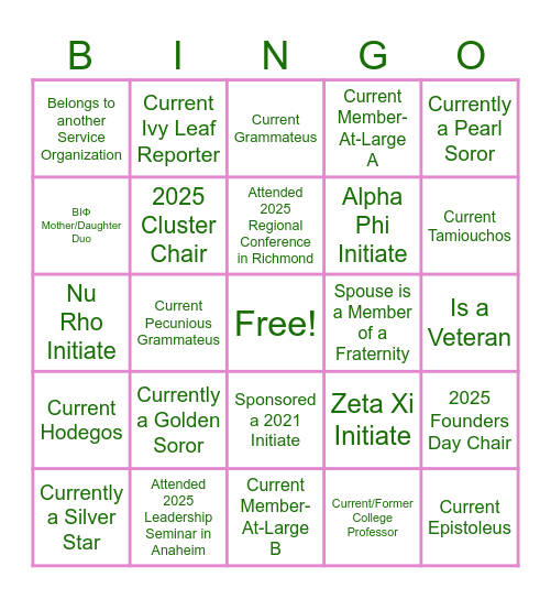 Rooted in Sisterhood Bingo Card