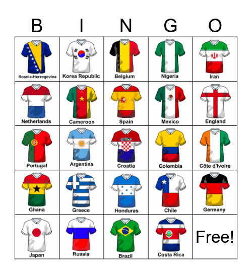 world soccer team football Bingo Card