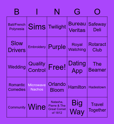 Bridal Bingo Stephanie's Edition Bingo Card