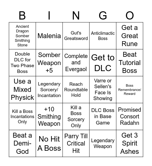 Randomized Elden Ring Bingo Card