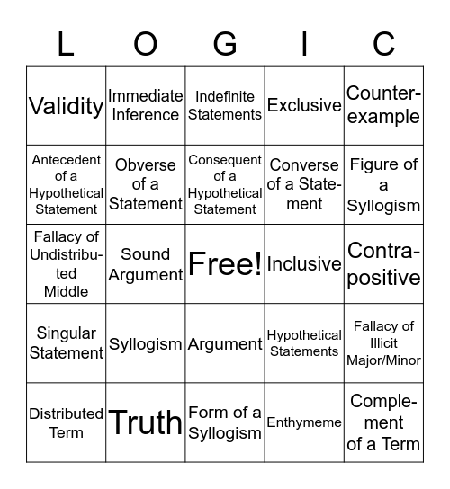 LOGIC Bingo Card