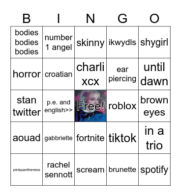gabbriettebitch bingo Card