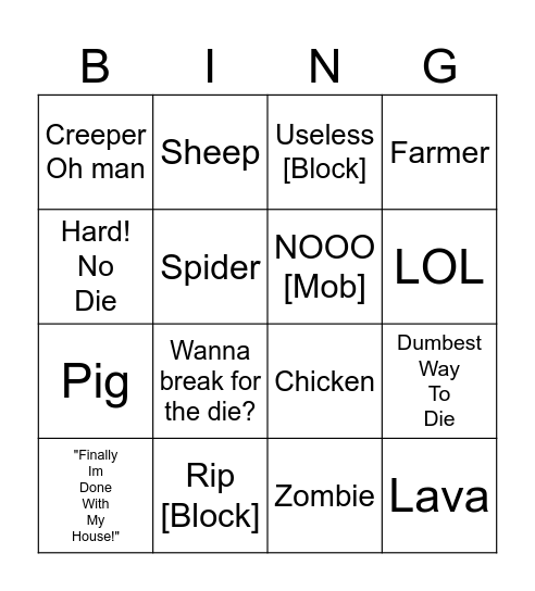 Oneblock Bingo! Bingo Card