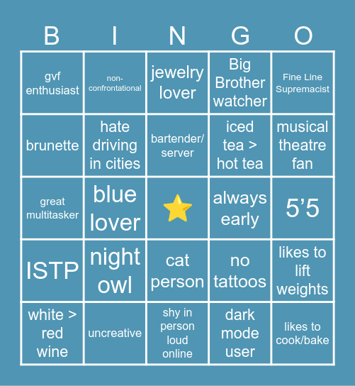 ⭐️ bingo Card