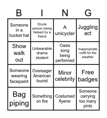 Fringe bingo 2025 Bingo Card