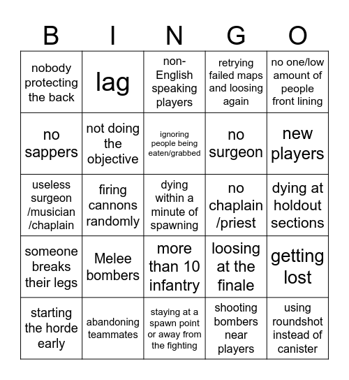 G&B Mobile server bingo Card