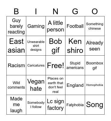 Reels bingo Card