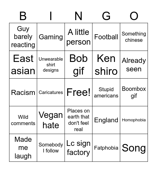 Reels bingo Card