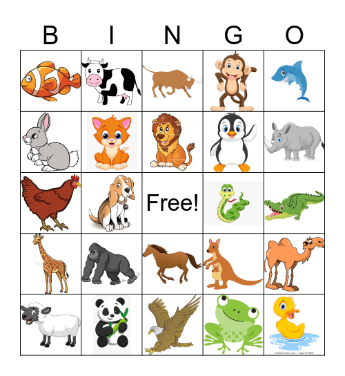 Animal Bingo Card