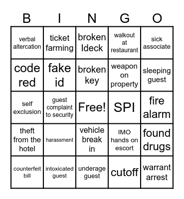 Security Bingo Card