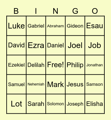 Bible Bingo Card