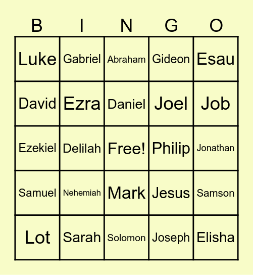 Bible Bingo Card