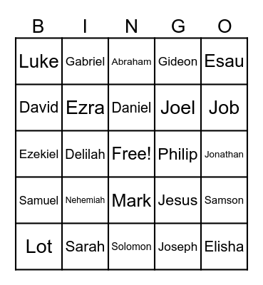 Bible Bingo Card