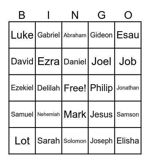 Bible Bingo Card