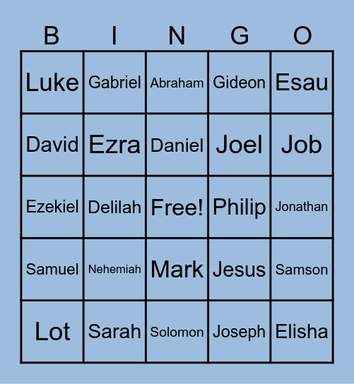 Bible Bingo Card