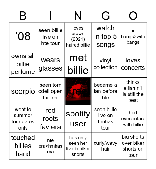 my billie bingo Card