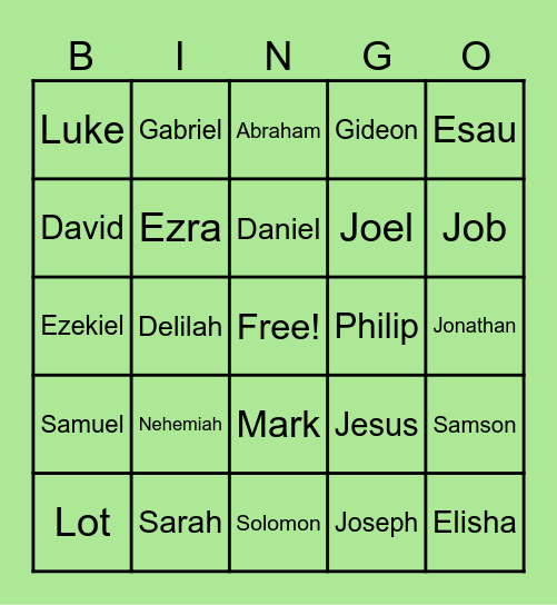 Bible Bingo Card