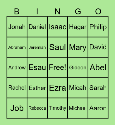 Bible Bingo Card