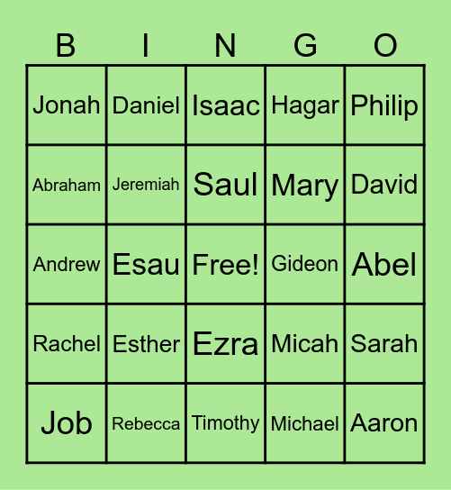 Bible Bingo Card